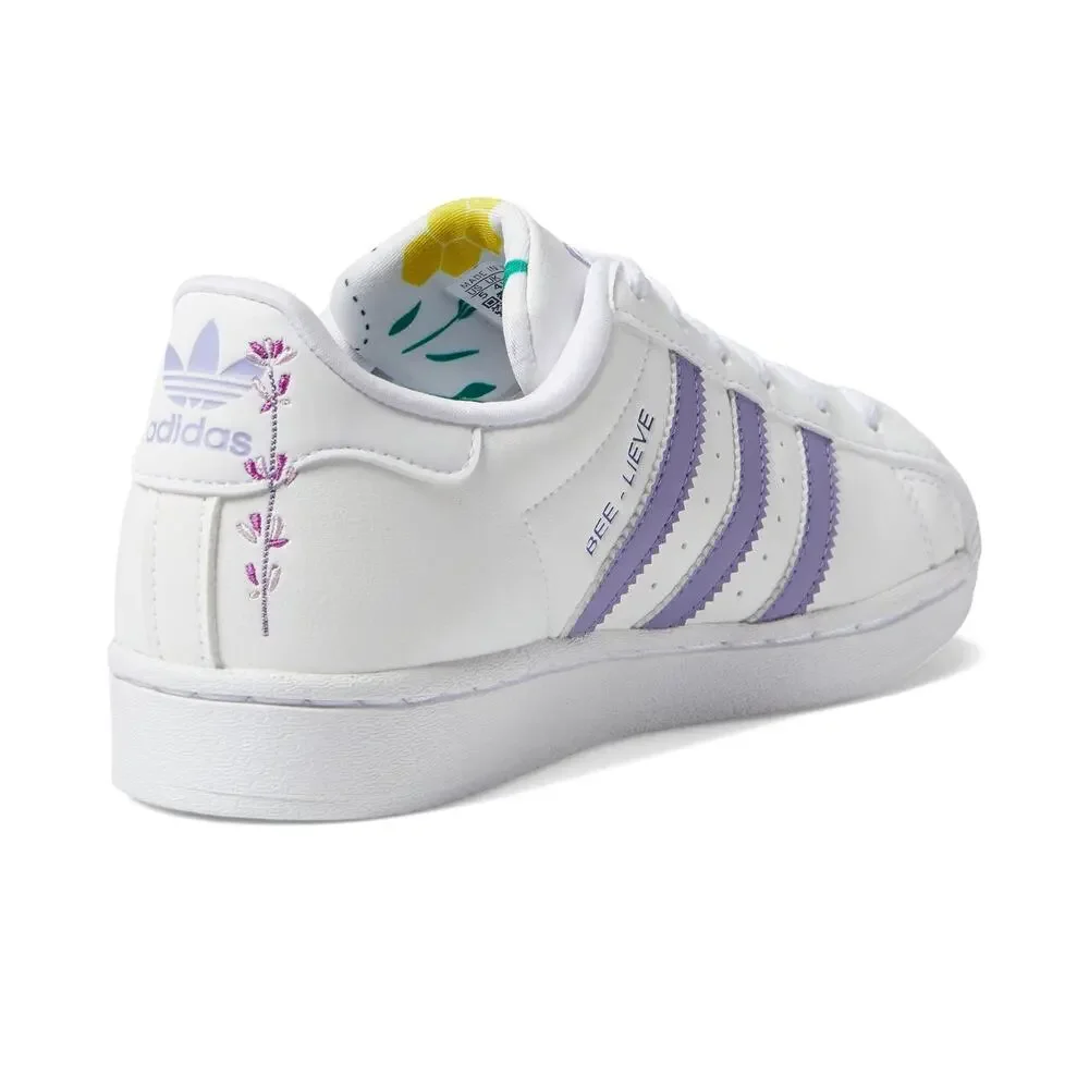 ADIDAS GIRLS SUPERSTAR BIG KID WHITE MAGIC LILAC ENERGY INK 6.5 BIG KID M SHOES